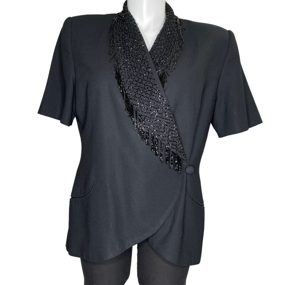 Chancelle beaded black jacket vintage 18 - Picture 1 of 7